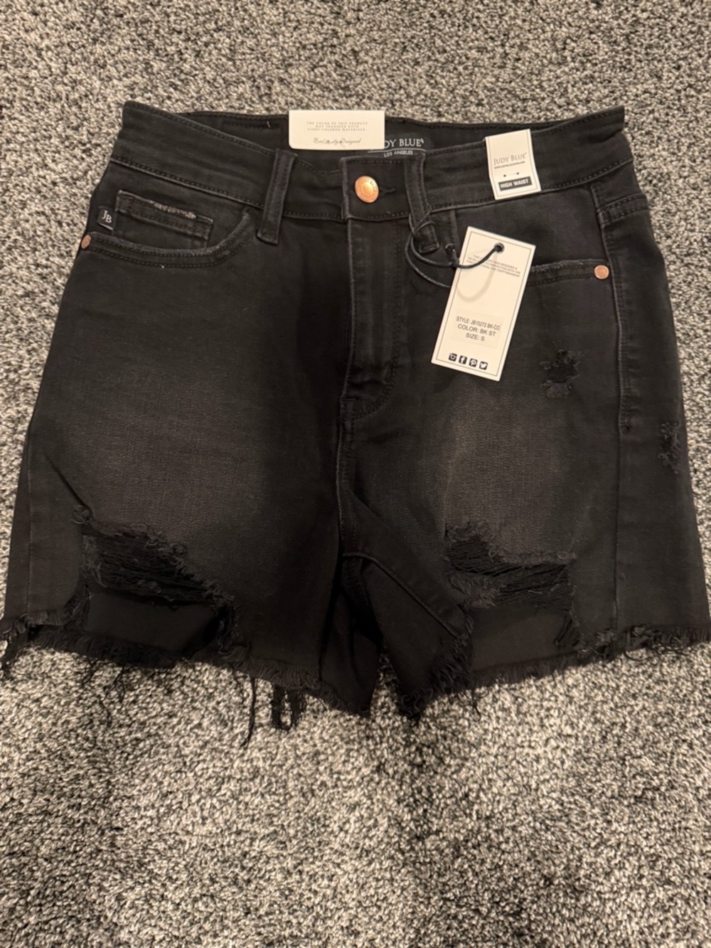 Judy Blue Distressed Black High-Rise Denim Cutoff Shorts